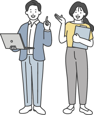 PCを持った男女のイラスト